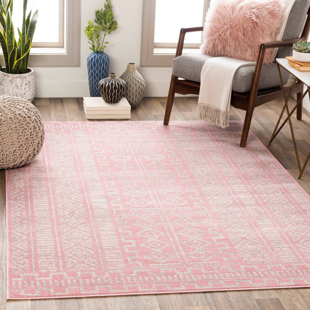 Surya Ustad UST-2308 7'10"x10'2" Rug, Pale Pink/Medium Gray/Cream