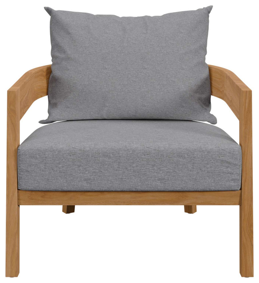 Brisbane 3-Piece Teak Wood Outdoor Patio Outdoor Patio Set, Natural Gray