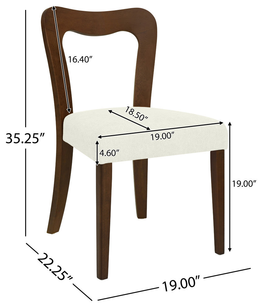 GDF Studio Modern Open Back Dining Chair, Set of 2, Walnut/Beige