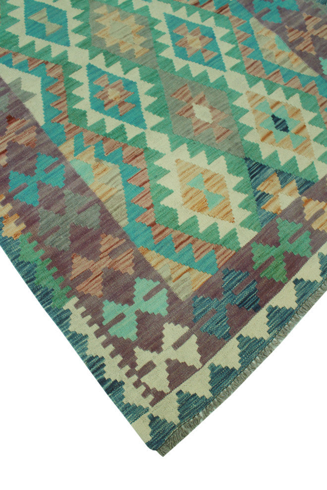 Sun Faded Kilim Aidana Blue/Green Rug, 3'11x5'8