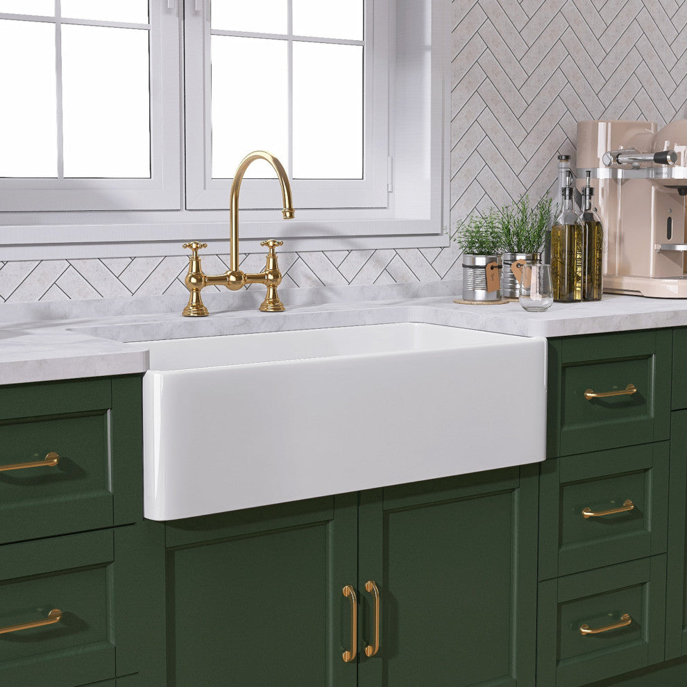36" Fireclay White Kitchen Farmhouse Single Bowl Sink