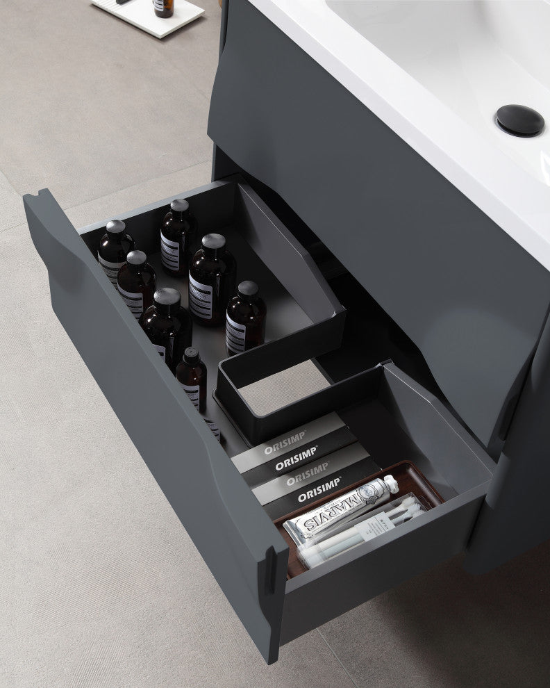 Colmar Wall Mount Vanity, Dark Gray, 30"