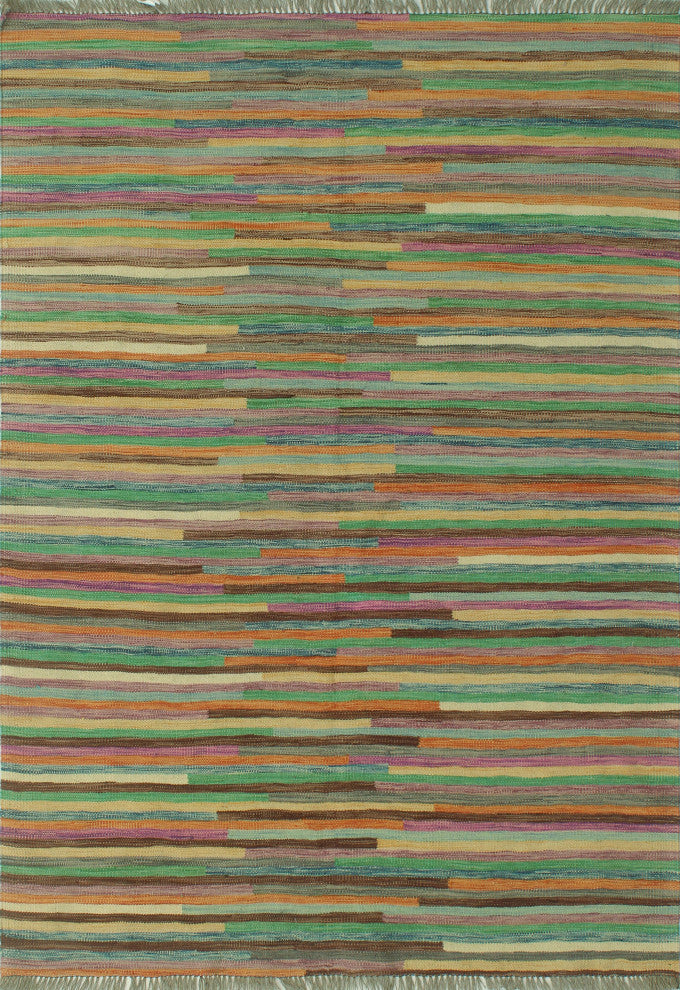 Winchester Kilim Anwaar Charcoal/Beige Rug, 4'10x6'6