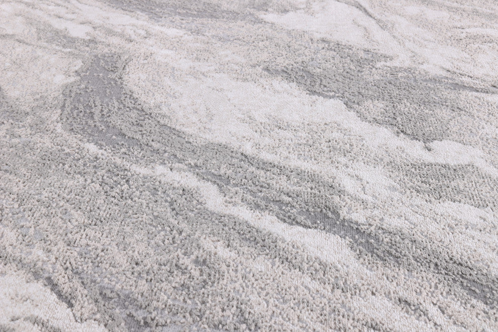 High-Low Silas Gray/Beige Rug, Gray, 7'9"x10'