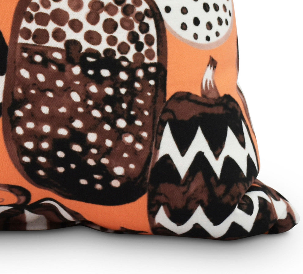 Pumpkins Galore 20" Orange Halloween Print Decorative Throw Pillow