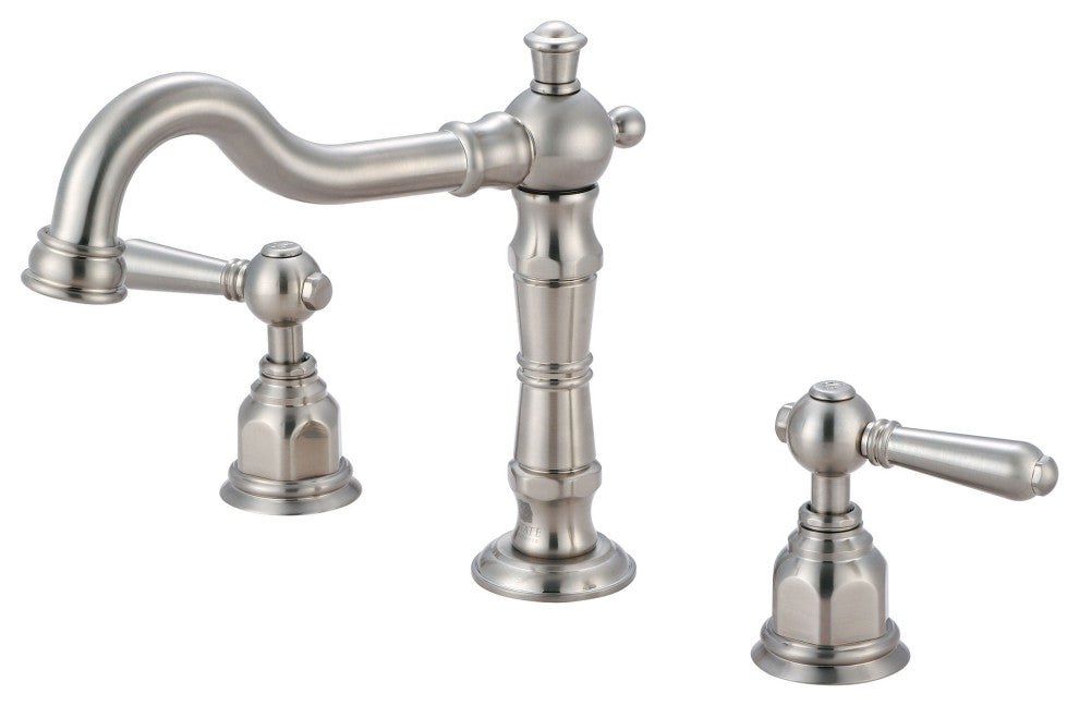 Americana Two Handle Bathroom Widespread Faucet, Pvd Brushed Nickel