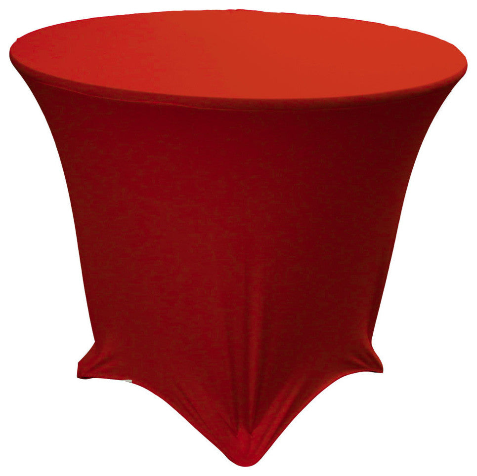 LA Linen Round Spandex Table Cover, Red, 48"x48"