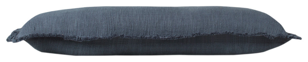 Ox Bay Handwoven Navy Blue Distressed Organic Cotton Pillow Cover, 14"x36"