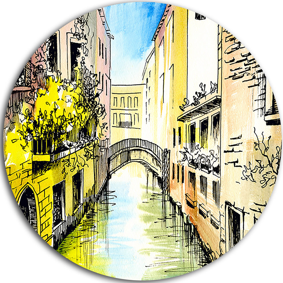 Canal In Venice, Cityscape Round Wall Art, 36"