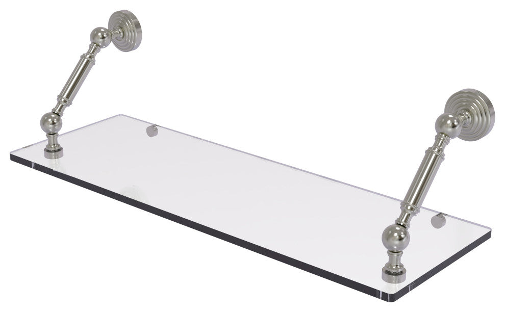 Waverly Place 24" Floating Glass Shelf, Satin Nickel