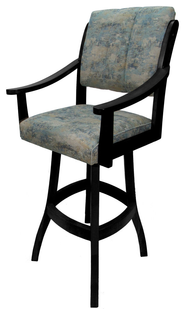 Swivel Counter Wood Bar Stool Casa on S-Base, Poet Sky and Black, 34"