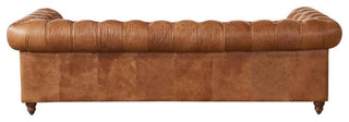 Crafters and Weavers Craftsman Mission 95" Leather Sofa in Light Chestnut