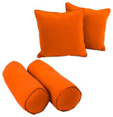 Double-Corded Solid Twill Throw Pillows With Inserts 4-Piece Set Tangerine Dream