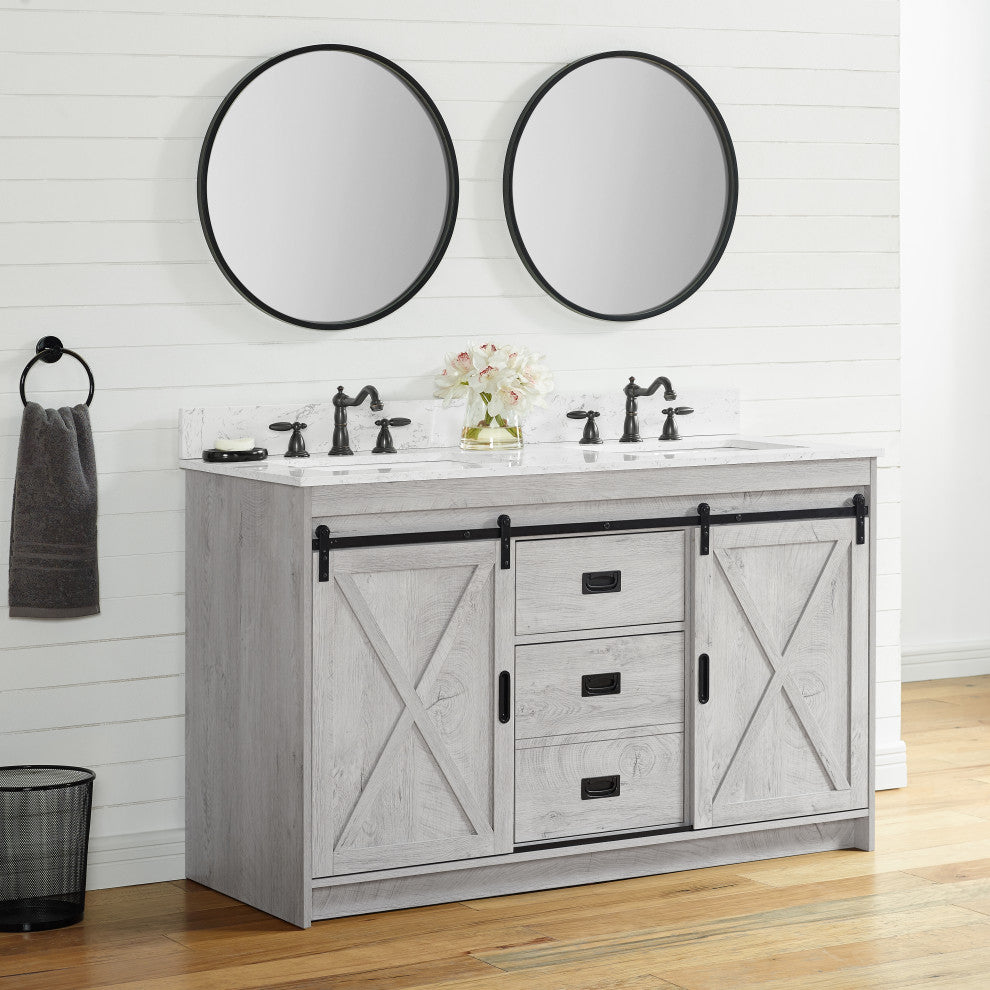Rafter 54" Bathroom Vanity, White Wash