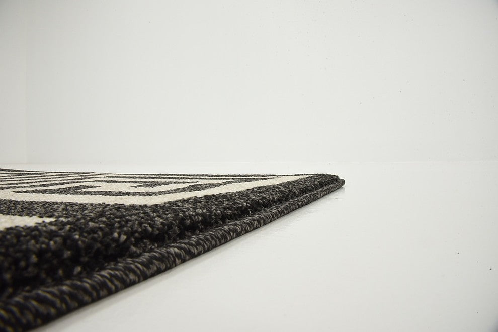 Unique Loom Black Athens Greek Key 3' 3 x 5' 3 Area Rug