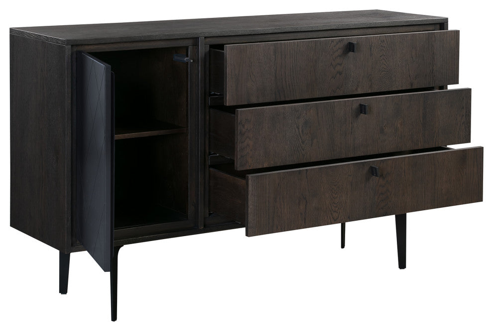 Cross Solid Oak and Metal 3 Drawer Dresser