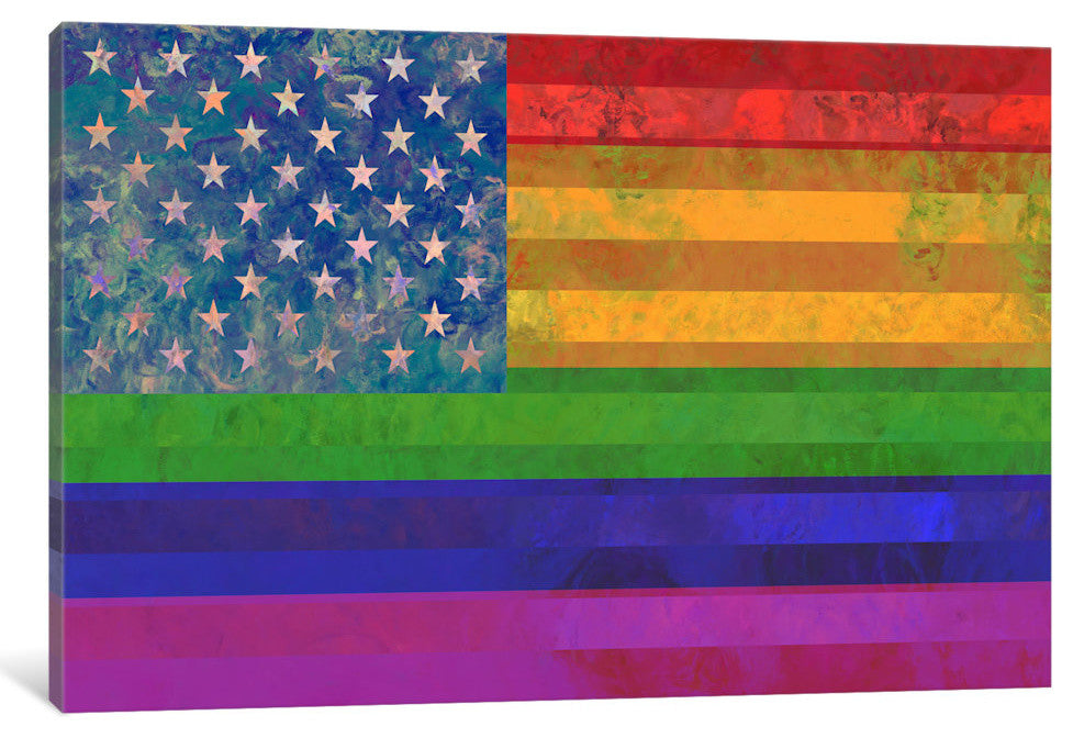 "Rainbow Flag, Lgbt Human Rights & Equality" Wrapped Canvas Print, 26x18x1.5