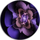 Blue Fractal Flower In Dark, Floral Abstract Art Round Wall Art, 11"