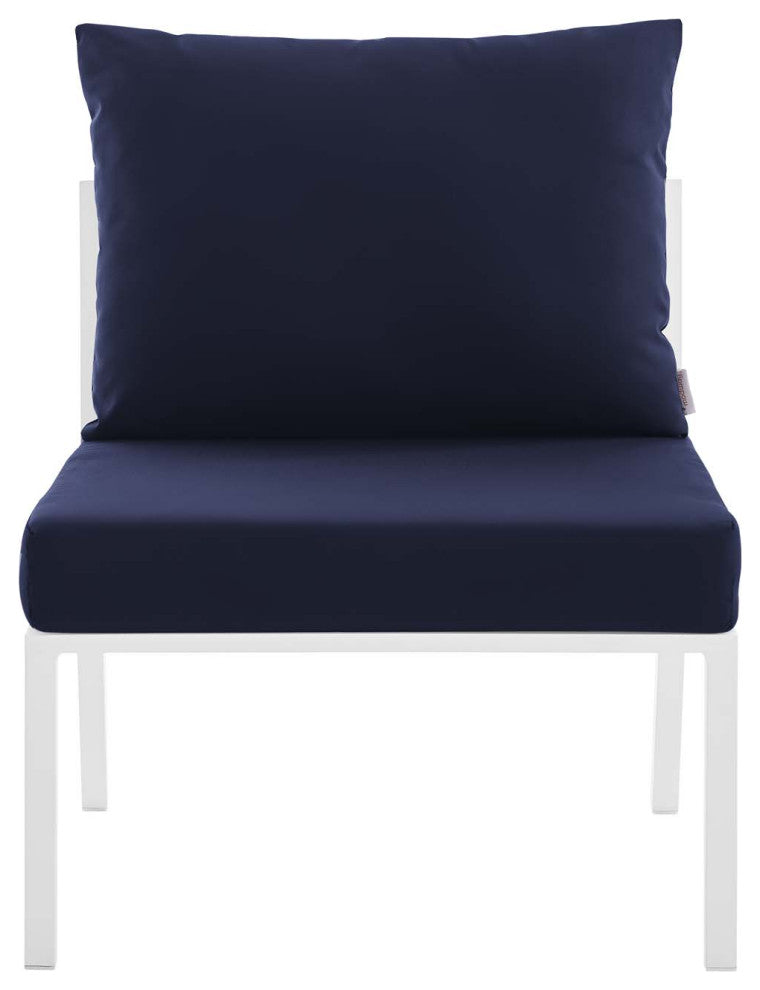 Riverside Outdoor Patio Aluminum Armless Chair White Navy