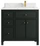Sonoma 36 Right Offset Bath Vanity Dark Forest Green 1.5"  Calacatta Laza