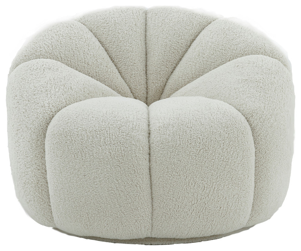 Divani Casa Gadson Contemporary White Sherpa Ottoman