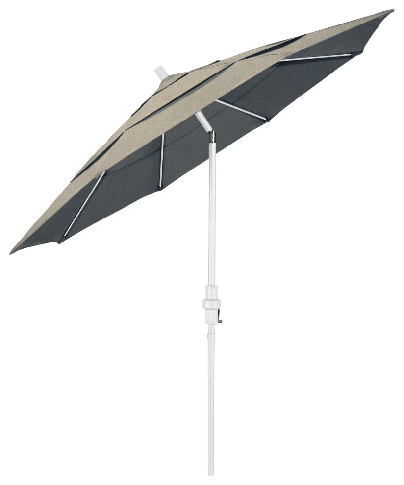 11' Matted White Collar Tilt Lift Fiberglass Rib Aluminum Umbrella, Sunbrella, Spectrum Dove