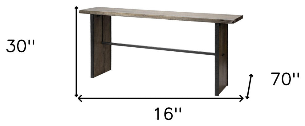 16" Brown Solid Wood Console Table