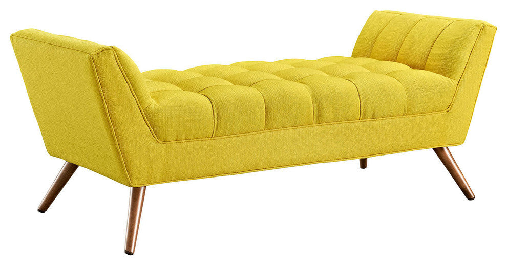 Response Medium Upholstered Fabric Bench, Sunny