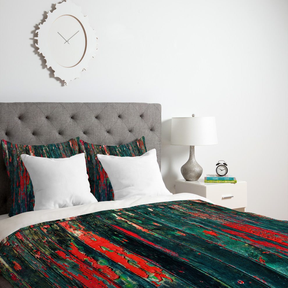 Deny Designs Caleb Troy Red Splinters Duvet Cover - Lightweight