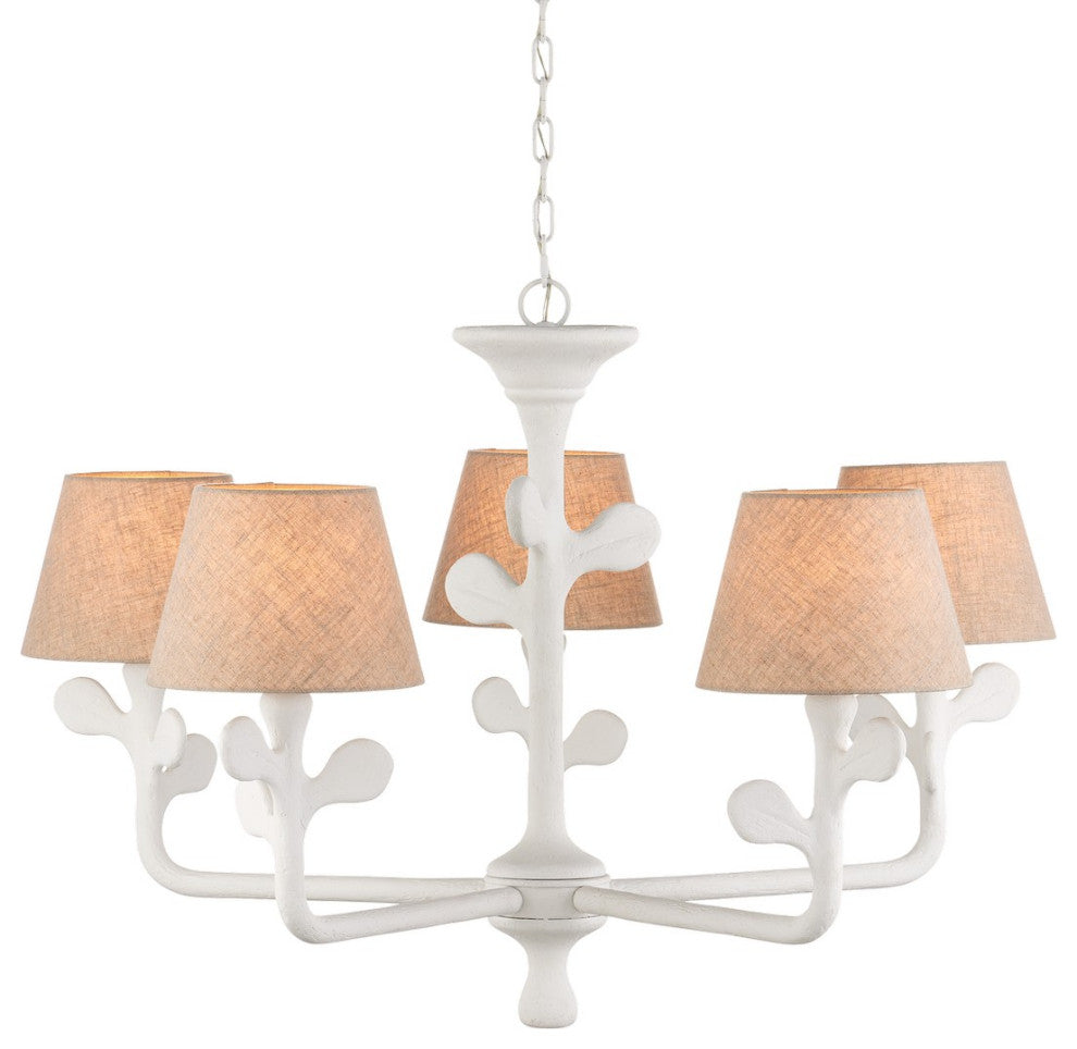 Charny Five Light Chandelier, Gesso White