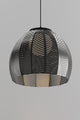 Amicus 16" Pendant, Textured Black Powdercoat/Dark Stained Walnut, Incandescent