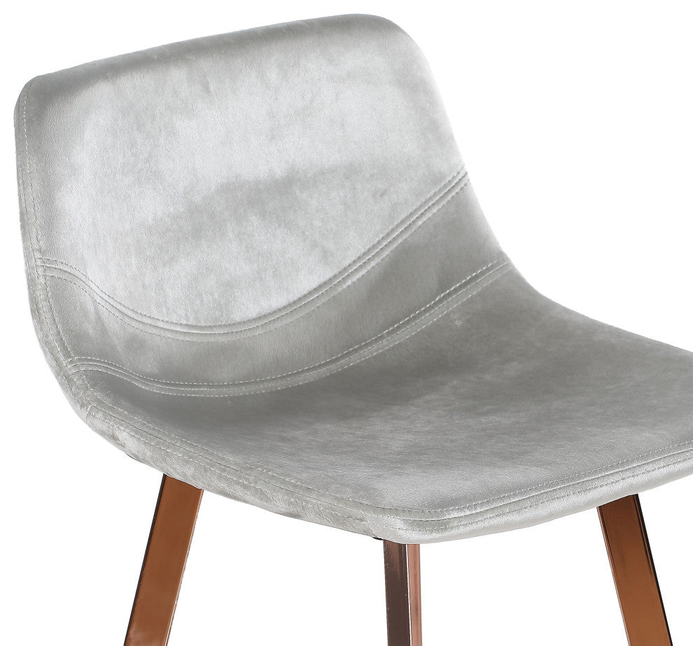 GDF Studio Rex Faux Snake Leather Brown Bar Stools, Set of 2, Silver/Rose Gold