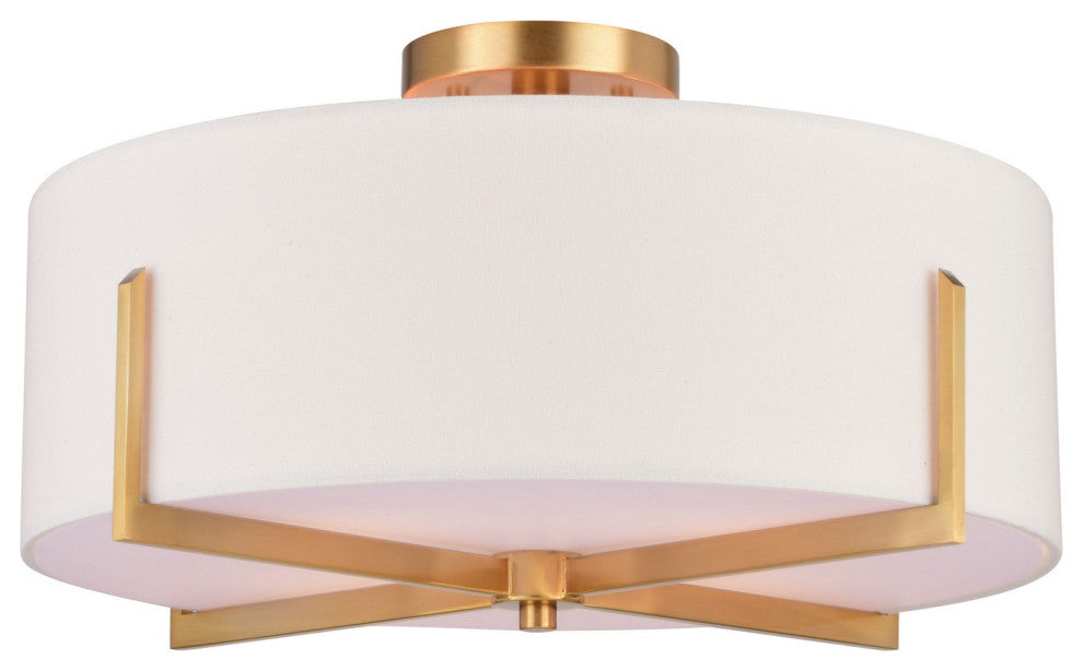 Surrey Four Light Semi-Flush Mount in Natural Brass