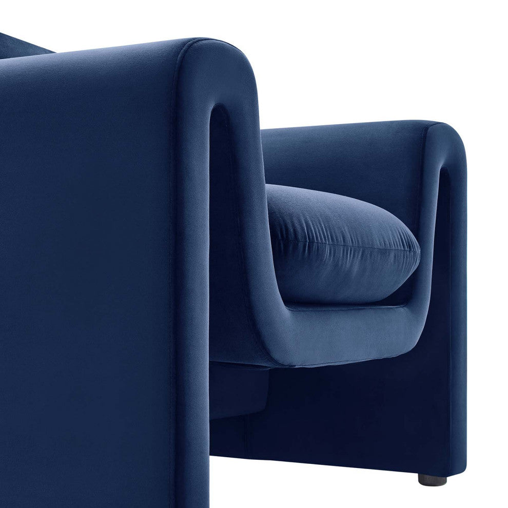 Waverly Performance Velvet Armchair - Midnight Blue