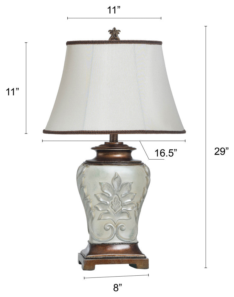 Magonia Table Lamp With Golden Accents and Round Bell Trimmed Shade