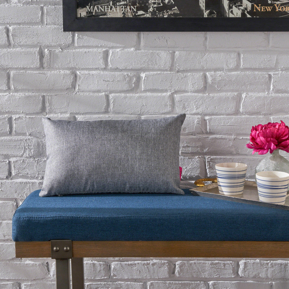 GDF Studio Kaffe Indoor Water Resistant Rectangular Throw Pillow, Gray, Single