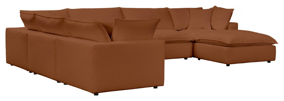 Cali Modular Large Chaise 7-piece Sectional, Rust