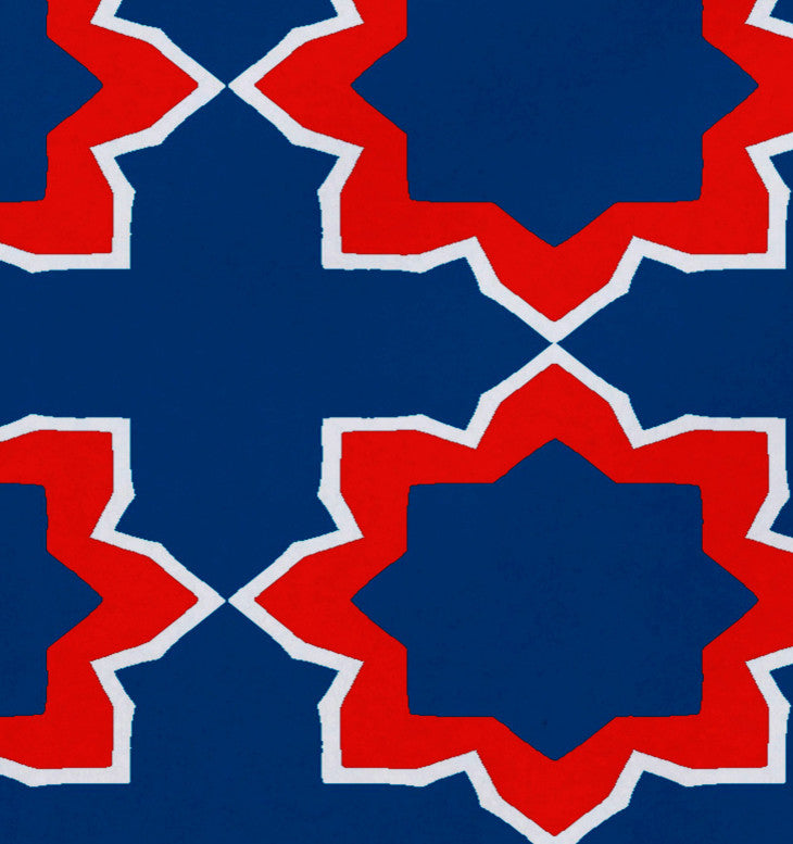 18"x14" Bohemian 2, Geometric Print Placemat, Blue, Set of 4