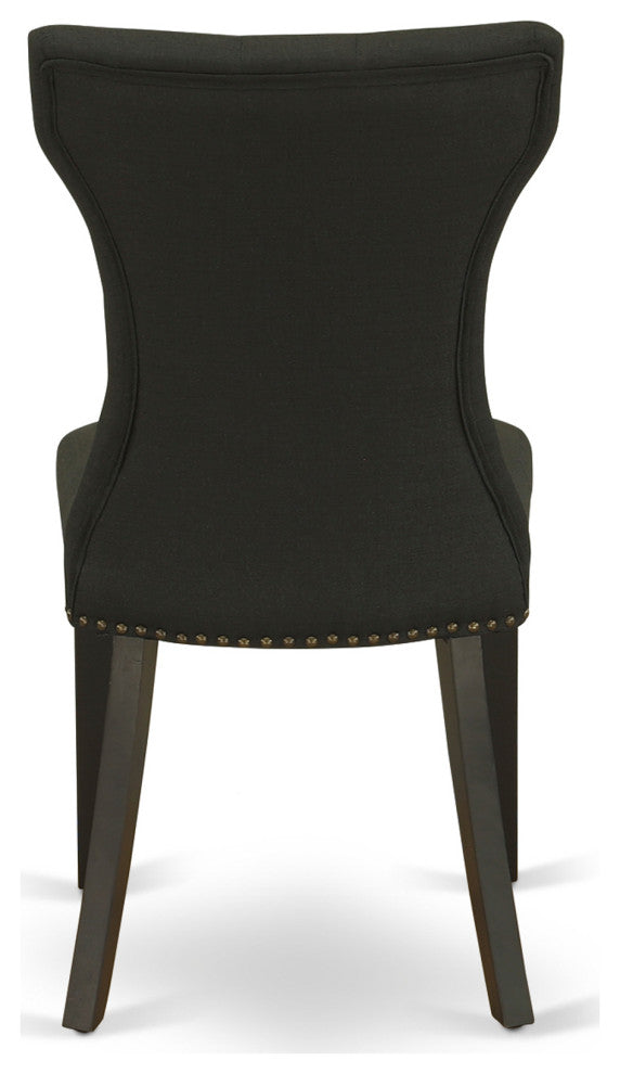5Pc Small Dining Set - 4 Upholstered Chairs, Table Wood Frame -High Back & Black