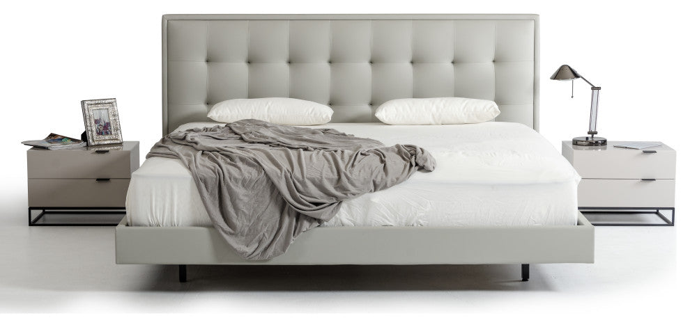 Modrest Hera Modern Queen Gray Leatherette Bed