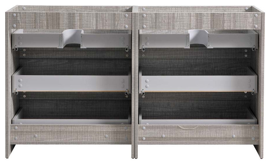 Fresca Lazzaro 60" Gloss Ash Gray Double Sink Cabinet