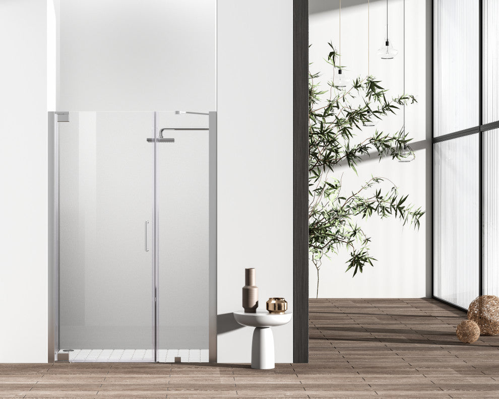 Home Living 48X72 Frameless Hinged Shower Door, Polished Chrome