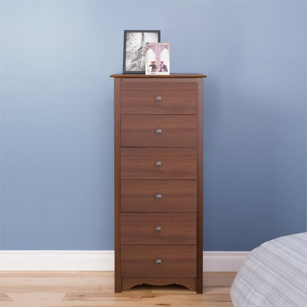 Prepac Monterey 6 Drawer Chest in Cherry Finish