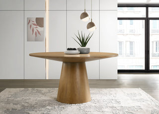 Jasper White 59"W Contemporary Round Dining Table with Pedestal Base, Driftwood