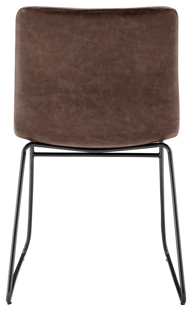 Bruce PU Dining Side Chair,, Set of 2, Toasted Dark Brown
