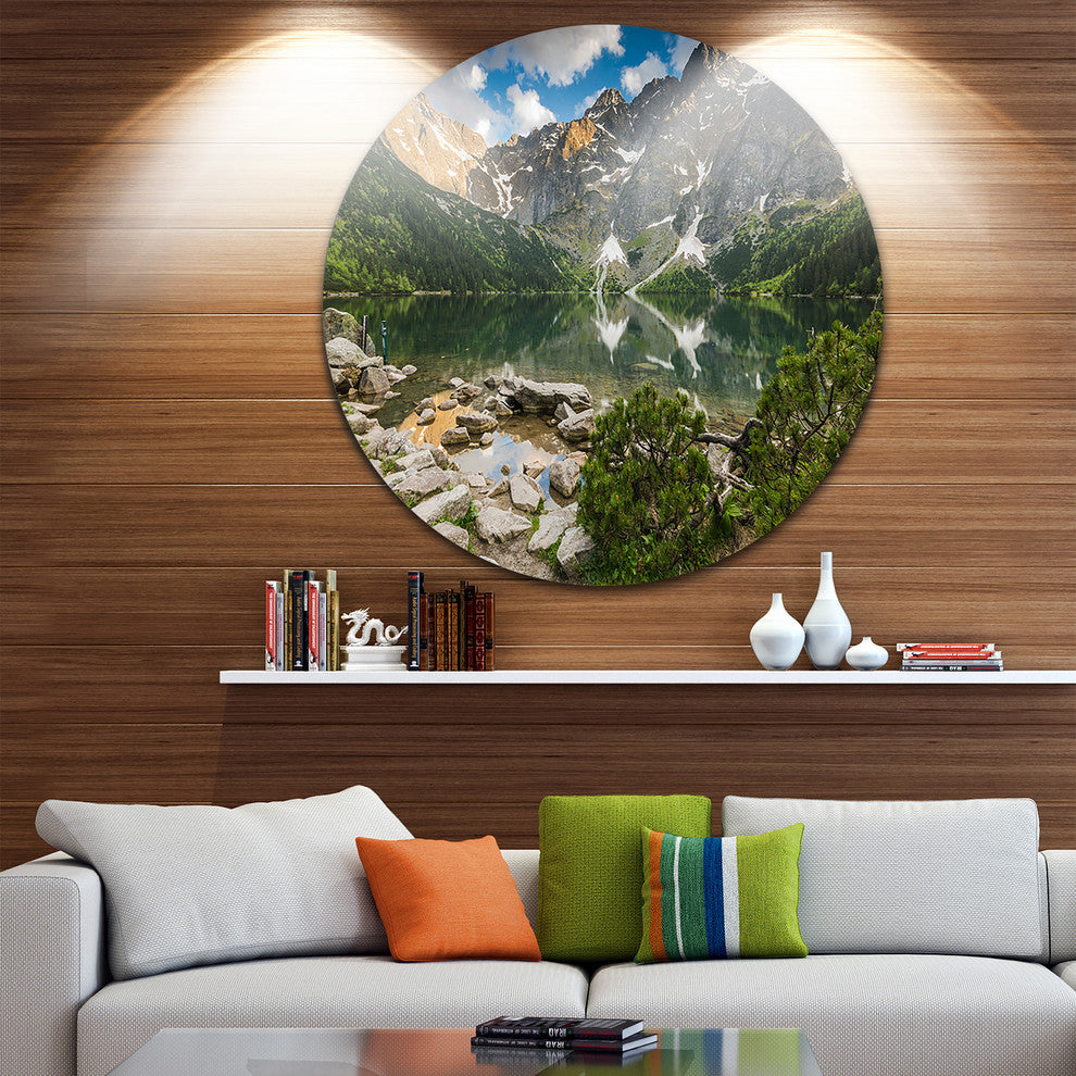 Sunset Over High Mountains, Landscape Disc Metal Wall Art, 11"