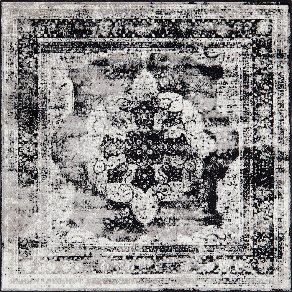 Unique Loom Black Salle Garnier Sofia 6' Square Rug