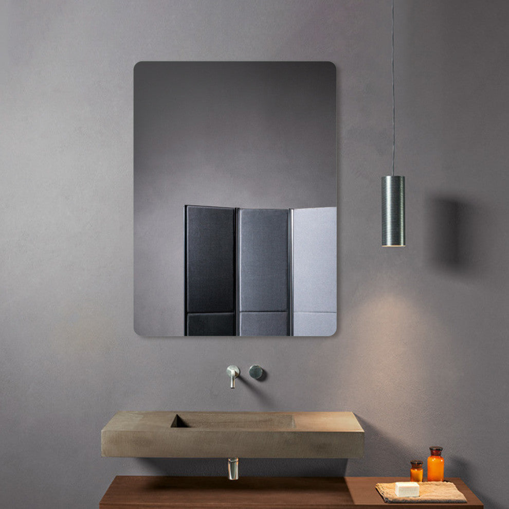 Fredrick Rectangular Modern Frameless Wall Bathroom Vanity Mirror, 19w X 27h