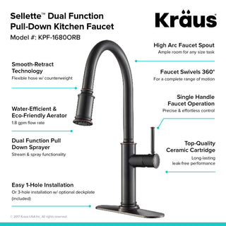 Sellette Pull-Down Kitchen Faucet, Spot-Free Stainless Steel, Soap Dispenser