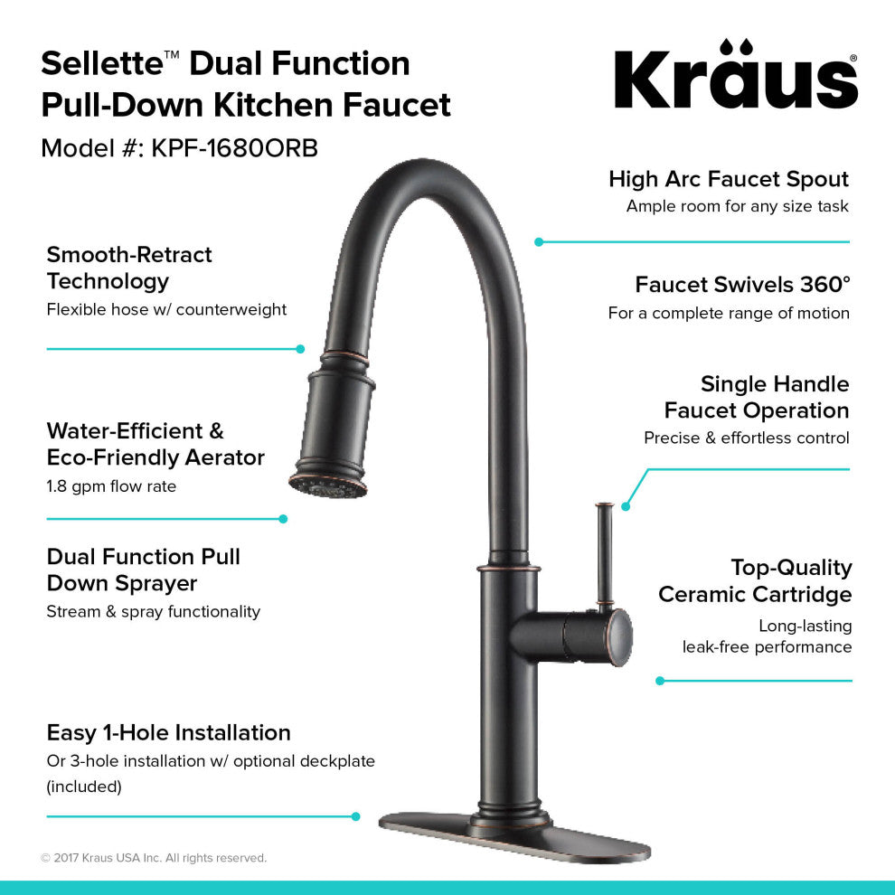 Sellette Pull-Down Kitchen Faucet, Spot-Free Stainless Steel, Soap Dispenser